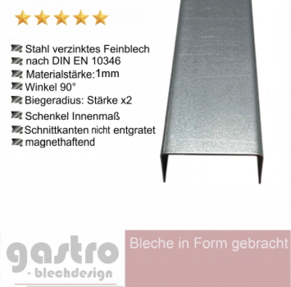 U-Profil aus Stahl verzinkt 1 mm